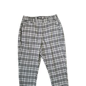 Hot Topic Plaid Cigarette Slim Leg Punk Pants Womens Size S Black White